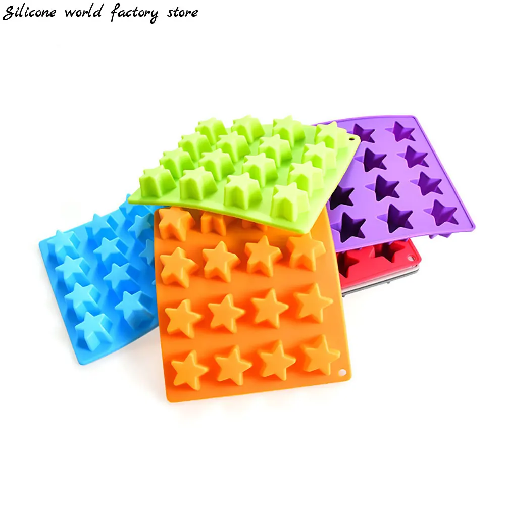 Silicone world 16 grid star ice grid Silicone Mold  Ice Cube Tray DIY Chocolate Fondant Mould Pastry Jelly Cookies Baking Tools