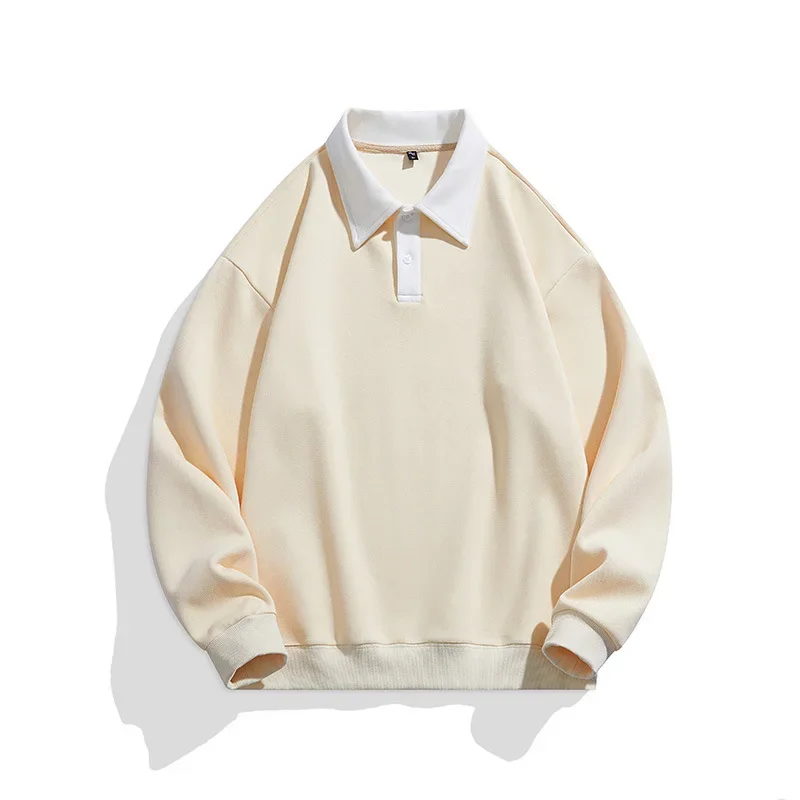 GELITAYIN  Spring And Autumn Collection Latest Fashion Trend Men's Long Sleeved Color Blocked Lapel Polo Shirt Casual Fashio