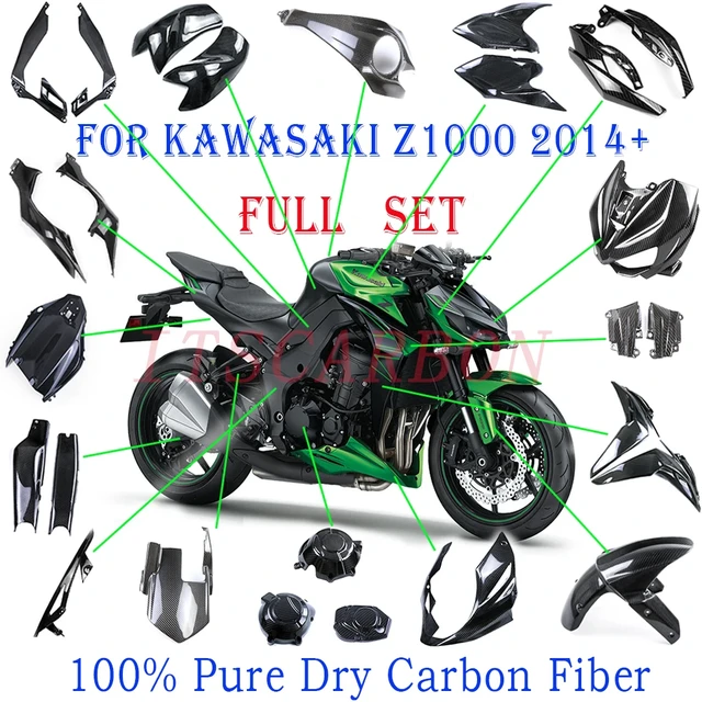 For Kawasaki Z1000 Z1000R 2014-2018 2019 2020 2021 2022 Full 3K Pure Dry  Carbon Fiber Retrofit Parts Fairing Fenders Cover Kits - AliExpress