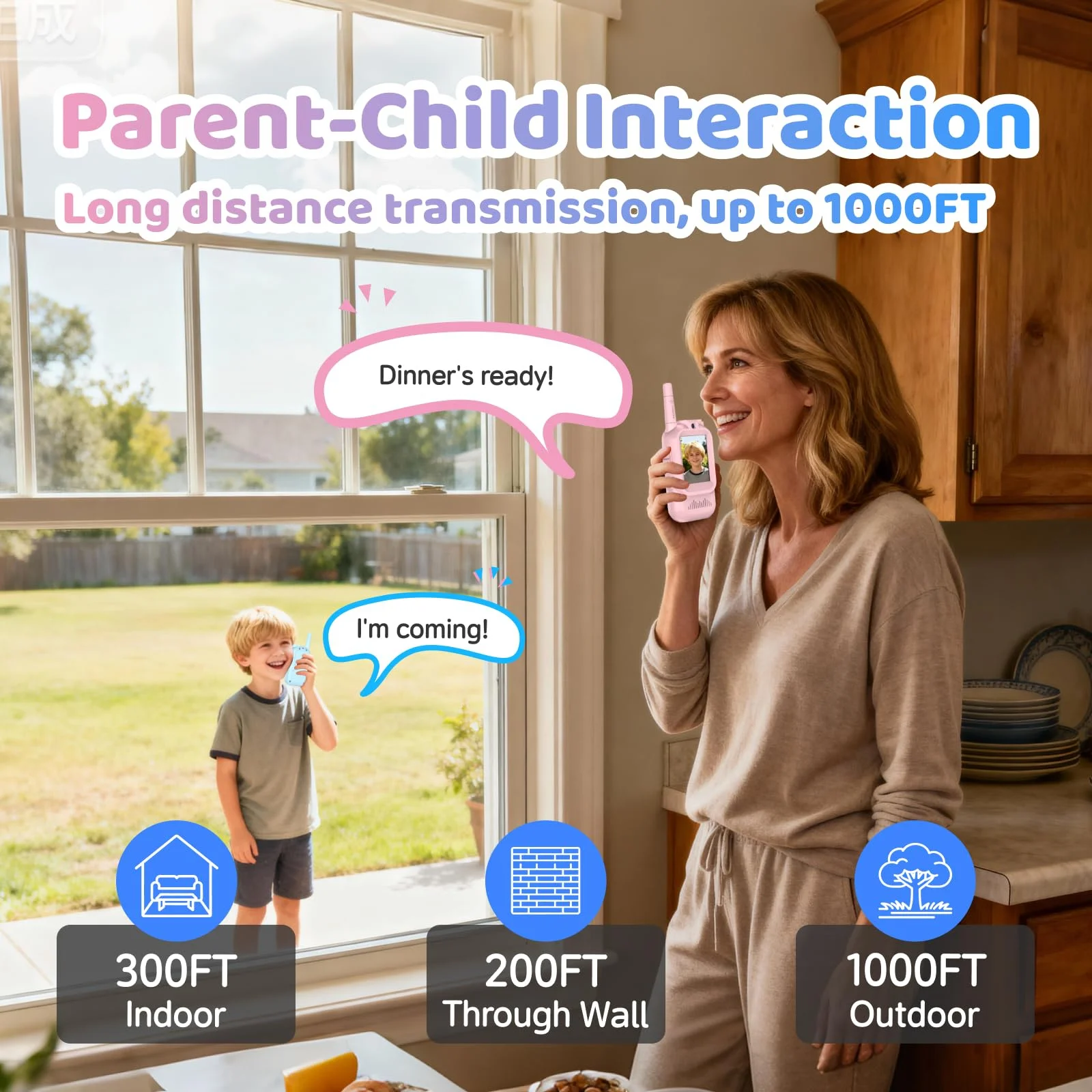 Video per bambini Walkie Talkie Palmare 2PCS Videocitofono ricaricabile Giocattoli per interni ed esterni per esterni, campeggio, escursionismo Età 3-12