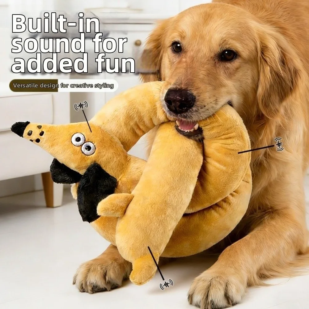 Juguete de peluche para perro resistente a mordeduras con sonido, juguete de peluche extra largo y flexible para mascotas, juguete de peluche divertido y novedoso con sonido para Dachshund