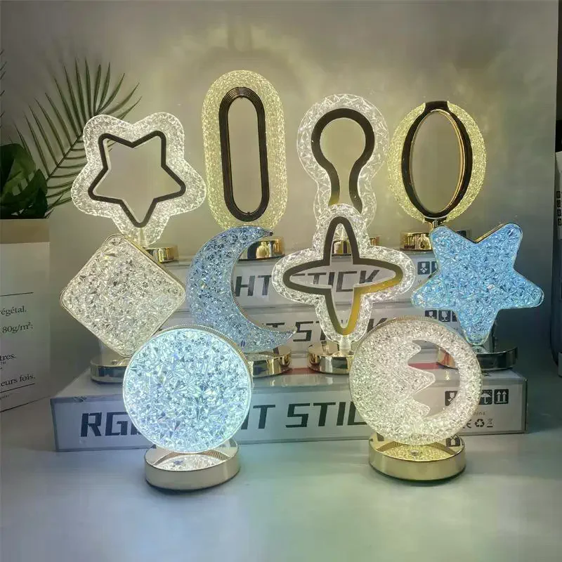

1 шт. USB прикроватная светодиодная настольная 3D лунная лампа сенсорное управление 3D хрустальная звезда цветок ночник для комнаты для девочек домашний декор