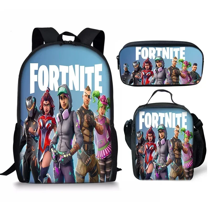 Fortnite Backpack 3pcs Set Kid Child Schoolbag  Pencilcase cosplay Schoolbag Cool Boys Girls Student Bag