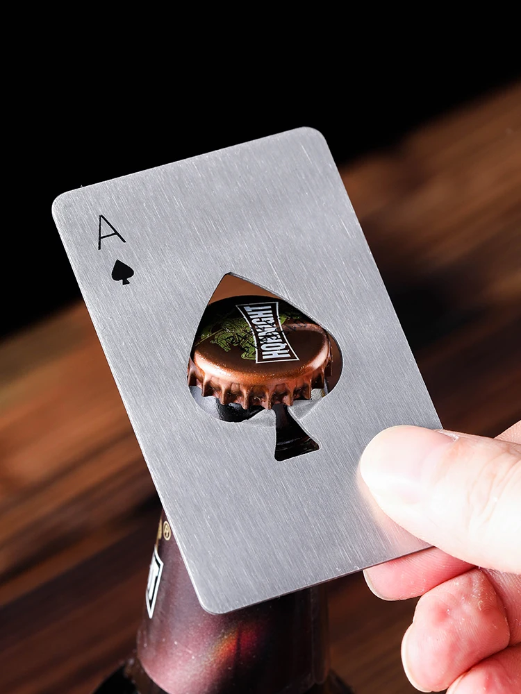 Aixiangru Poker Card Bottle Opener Metal Beer Opener Poker Ace Cool Gadgets Stainless Steel Bar Accessories Kichen Playing Cards