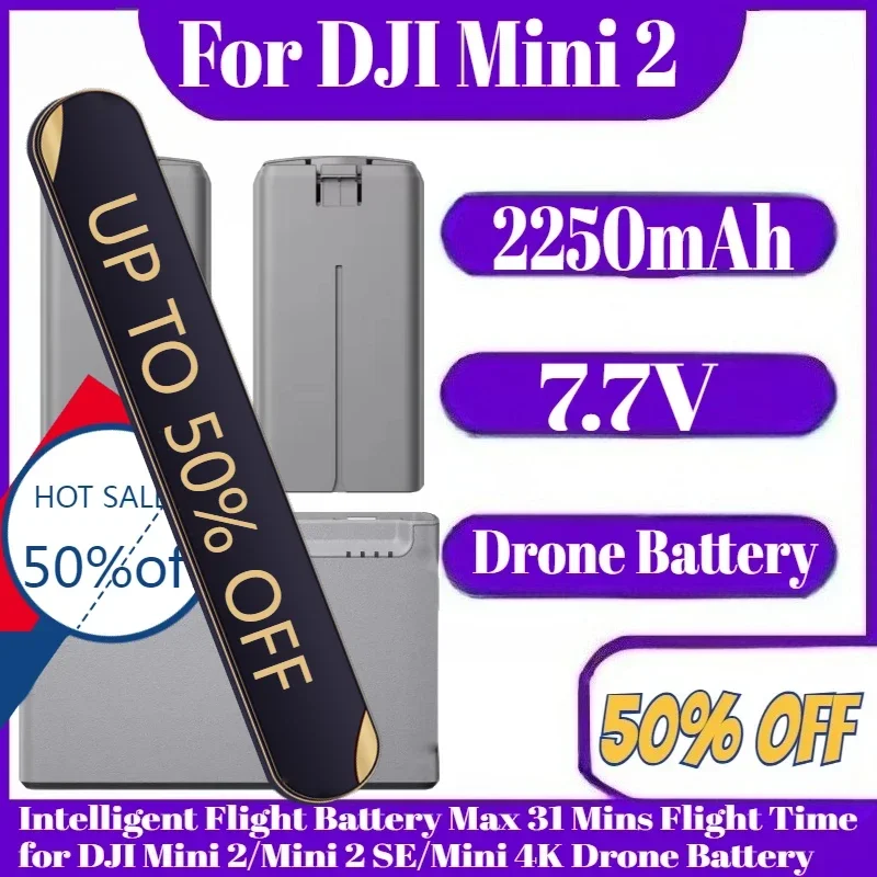 

7.7V 2250mAh For DJI Mini 2 Intelligent Flight Battery Max 31 Mins Flight Time for DJI Mini 2/Mini 2 SE/Mini 4K Drone Battery