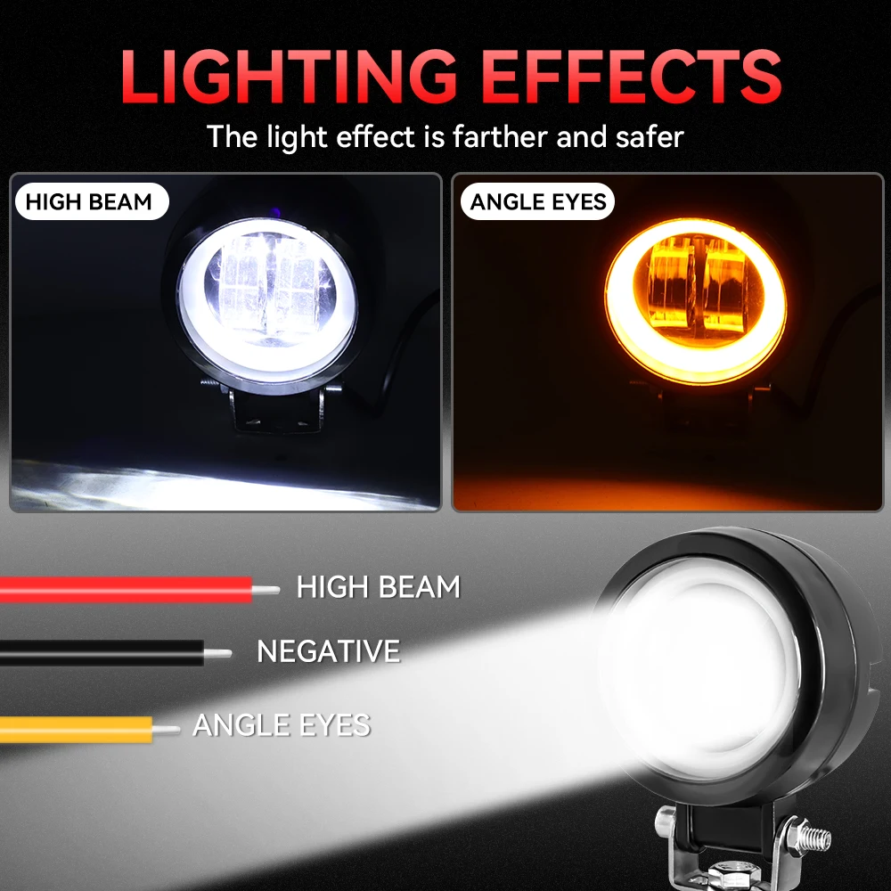 3INCH 20W Motorcycle LED Angel EyeWork Light Bar spot Lamp Offroad carBoat Truck SUv Pickup 12V 24V DrivingFog Lamp Headlight image 3