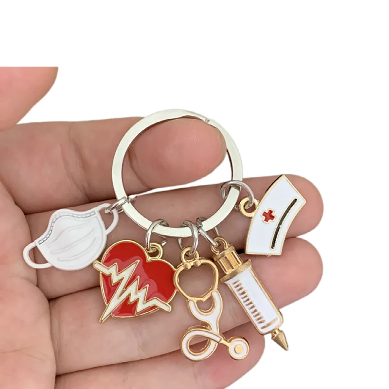 New Design Keychain Medical Instrument Stethoscope Syringe Mask Keychain Nurse Gift Souvenir Keychain