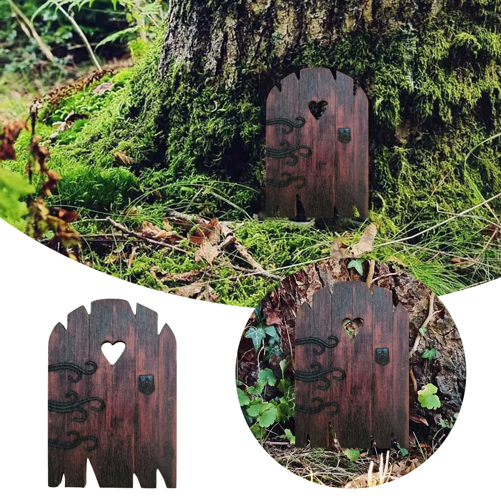 Miniature Fairy Gnome Door Ornaments Elf Home For Yard Art Garden Tree Statues Decor Outdoor Decor Fairy Garden Decoration