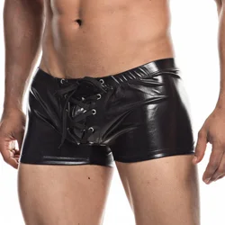 Boxer in pelle da uomo Sexy mutande Lingerie pantaloncini in ecopelle Costume da spettacolo teatrale Night Clubwear intimo boxer Shorts