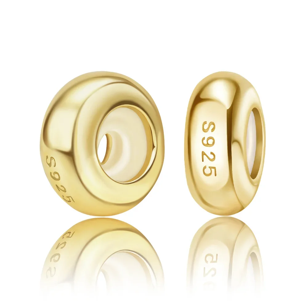 シンプルな 925 スターリングシルバースペーサークリップビーズオリジナルブレスレットカラールービックキューブチャーム DIY ブレスレットクラシックファインジュエリー