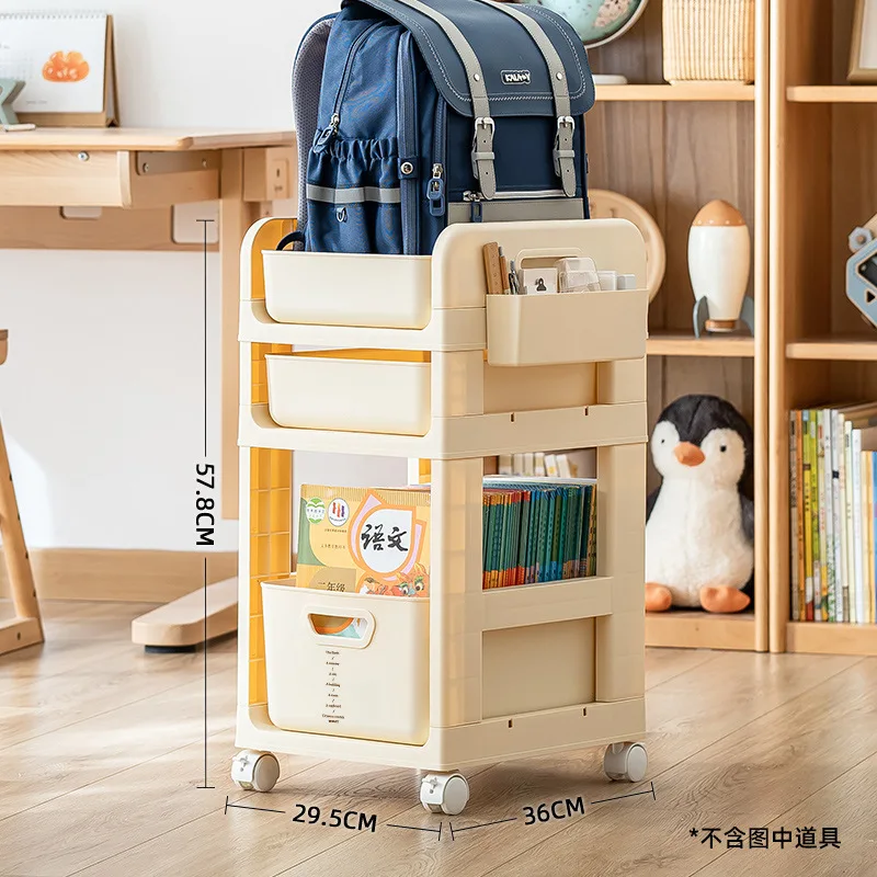 Imagem -06 - Movable Bookbag Storage Rack Office Desk Pequeno Gabinete Desktop Workstation Artefato Bolsa Cart Bookshelf