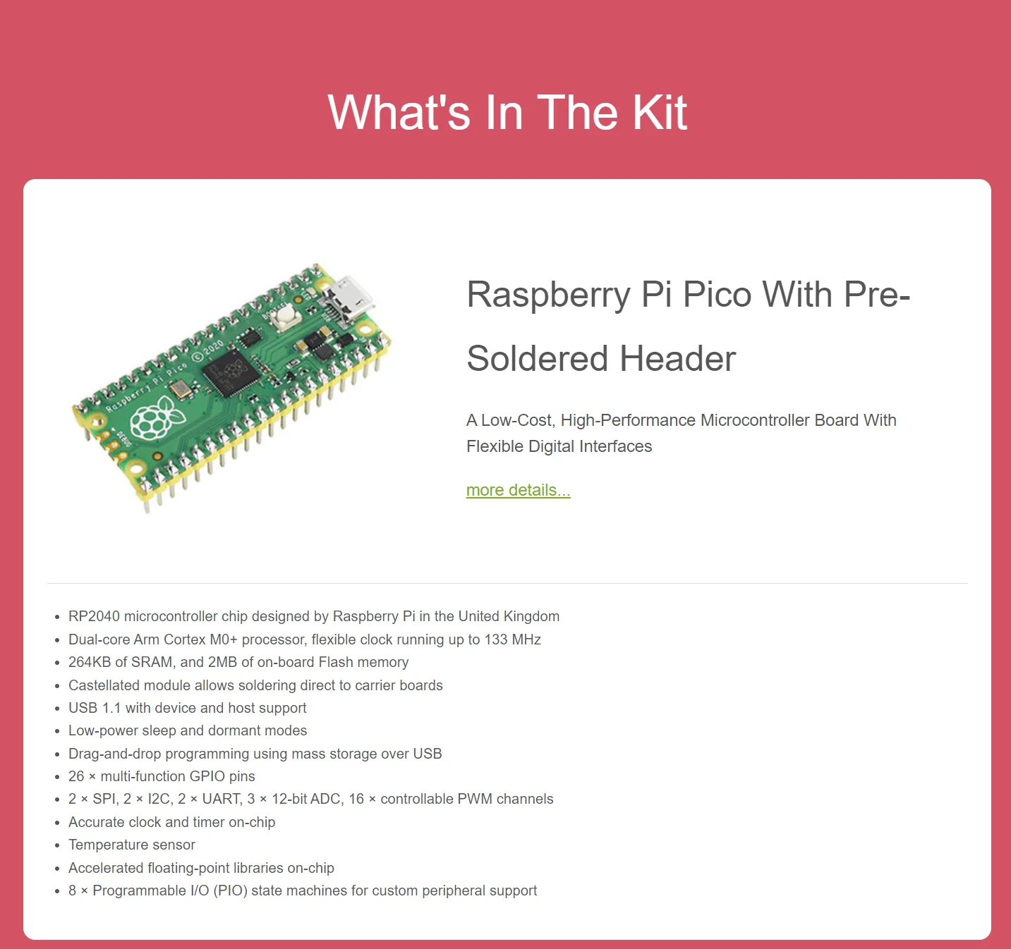 Imagem -03 - Kit de Avaliação Raspberry pi Pico tipo b Inclui Rpi Pico Mais Lcd a Cores Imu Sensor Expansor Gpio