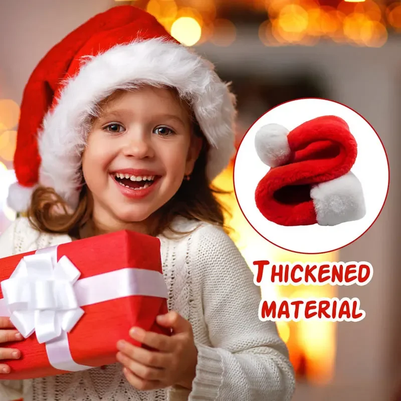 Weihnachtsmütze, Weihnachten, lang, Plüsch, Urlaub, roter Hut für Erwachsene und Kinder, Unisex, Neujahr, festliches Partyzubehör