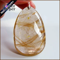 Natural Citrine Yellow Crystal Rutilated Quartz Pendant Hairstone Necklace Polished Stone Healing Stone for Jewelry Making AA842