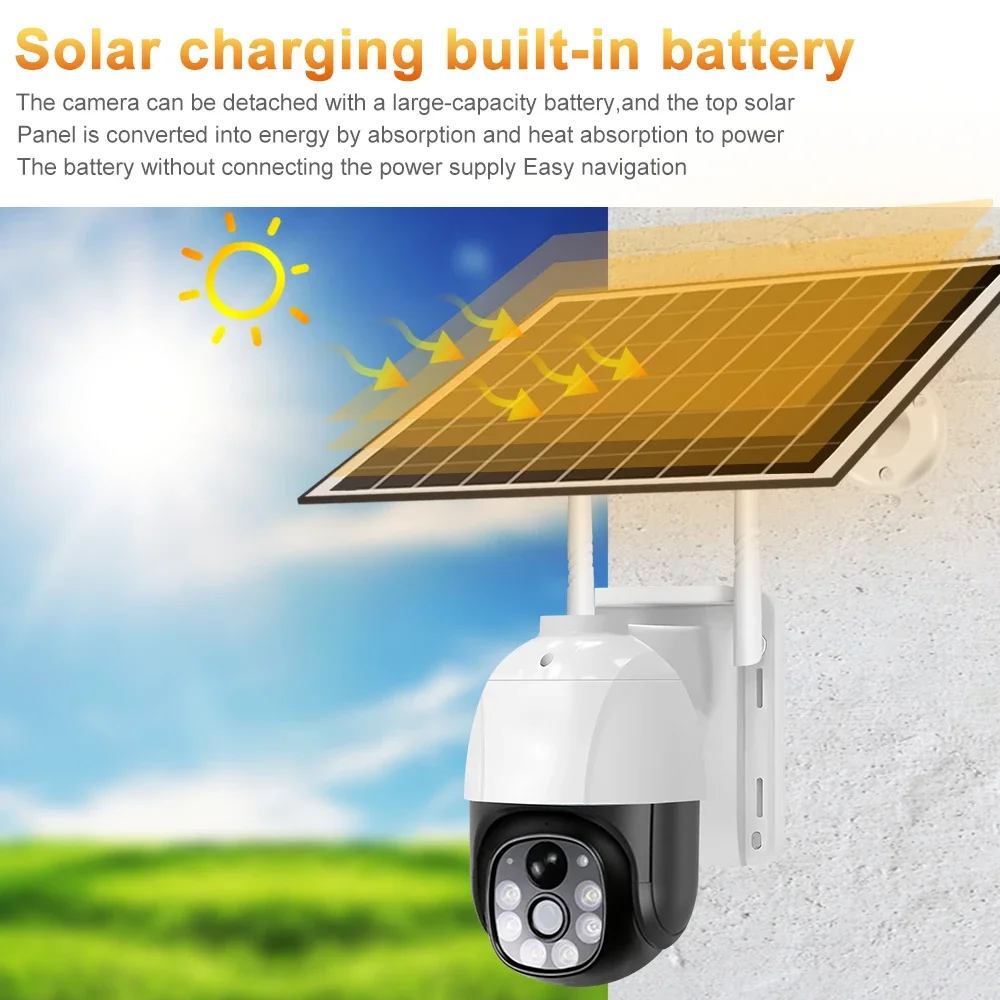 SANSCO 5MP 4G Solar WIFI Camera Built-in Battery PIR Motion Detection Tracking Outdoor PTZ 3MP Security IP Camera V380 PRO