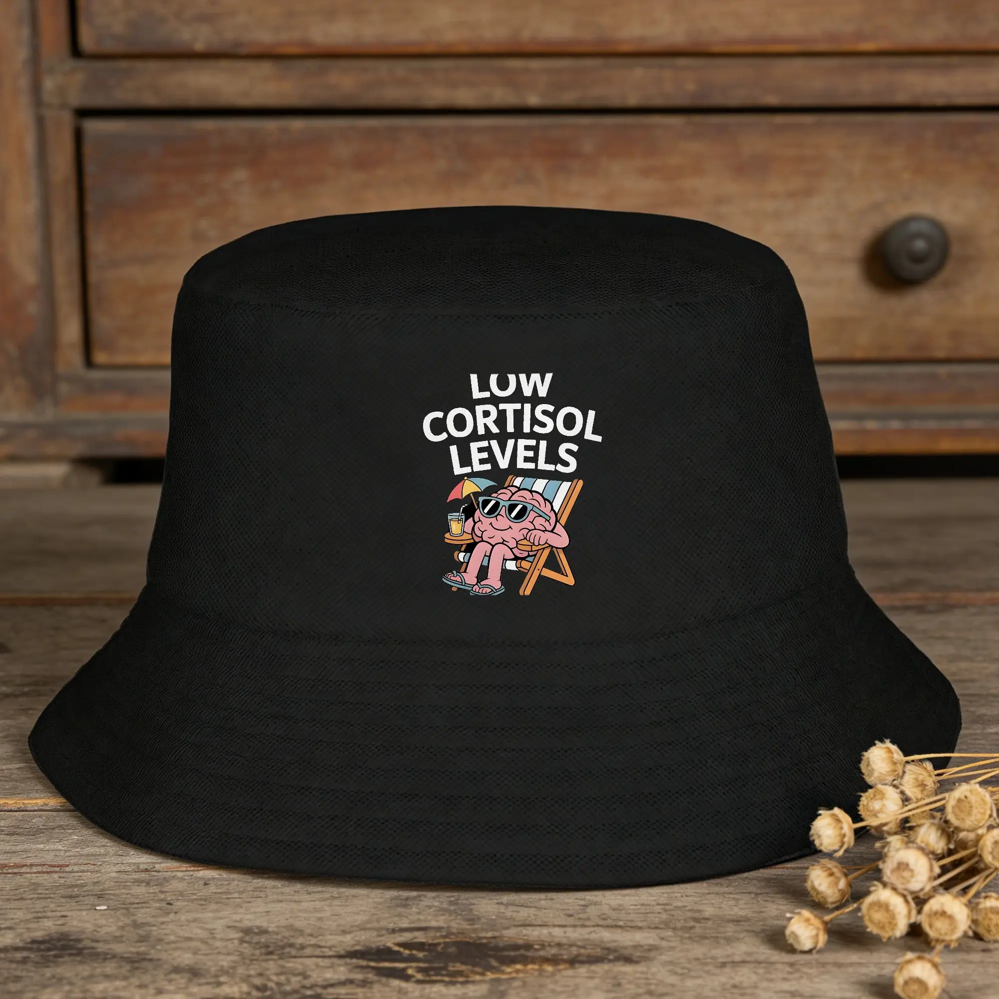 Low Cortisol Levels  Bucket Hat  Hawaii Fisherman Caps Soft Fold Hunting Sun Hats For Men Women Retro Graphic Cap