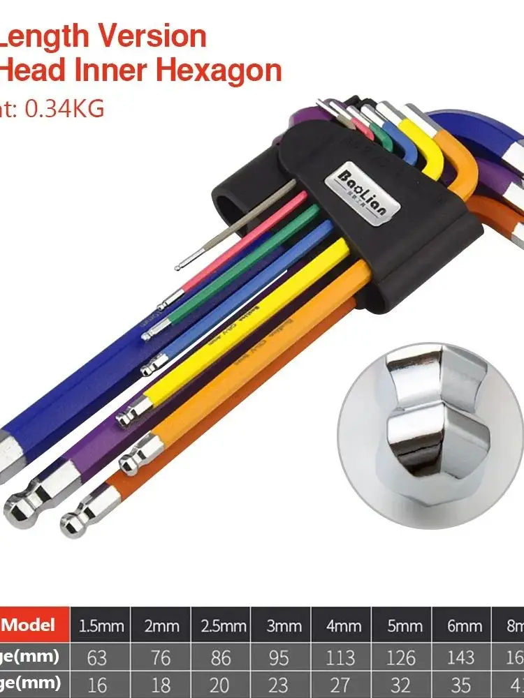 AliExpress baolian Allen Key Sets 9 PCS Hexagon Spanner Colorful Universal Hex Wrench Screwdrivers Six-Lens Ball Keys Hand Tools for Bicycle Repair