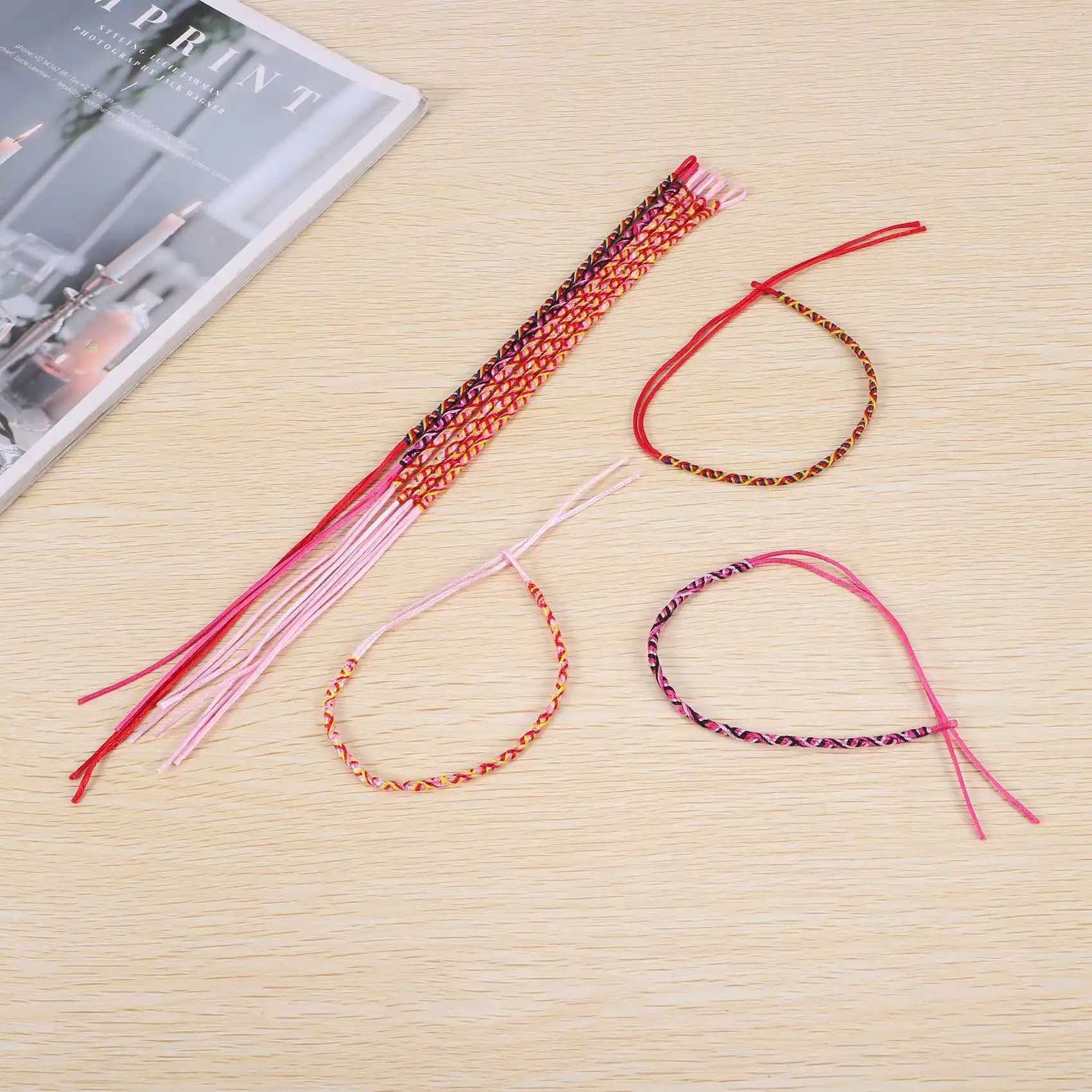 9pcs pulseiras trança de fio brasileiro artesanal étnica multicolorida #   4