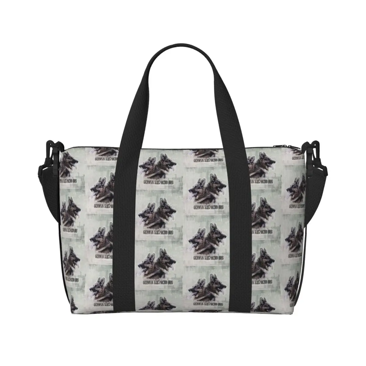 Custom German Shepherd Dog Tote Bag for Women Large Capacity Alsatian Wolf Dog Beach Gym Travel Bags