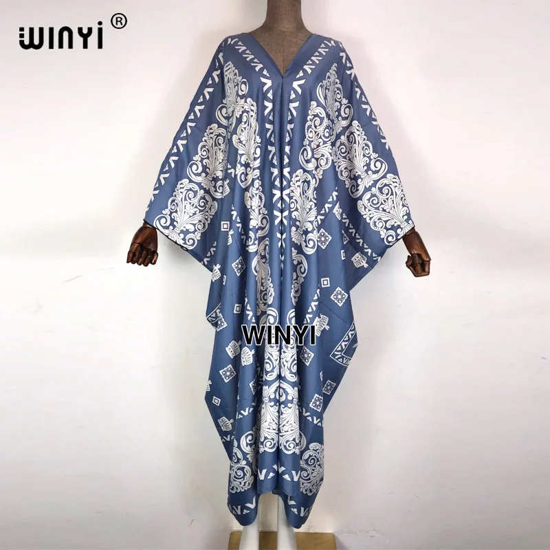 

Europe WINYI Dress Print Autumn Party Elegant Dress Elegantes Muslim Abaya Robe holiday Sexy Lady Party maxi beach kaftan 2022