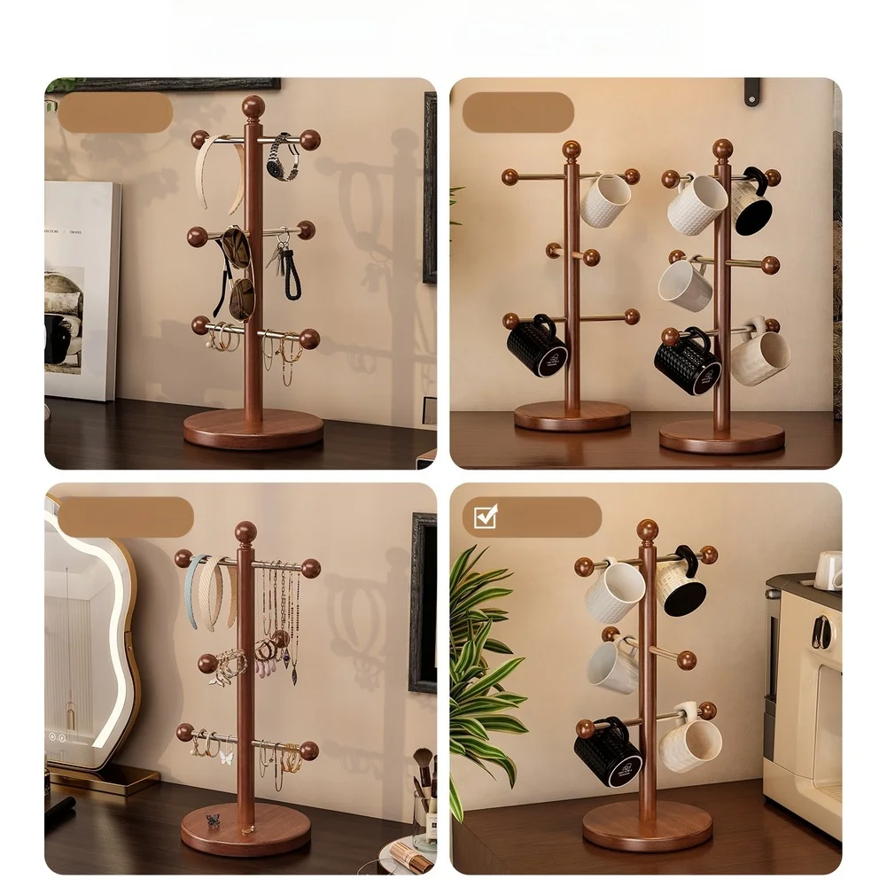 Brown Solid Wood Hanging Storage Shelf for Keys Jewelry Cups with Open Layout Easy Retrieval Compact Footprint