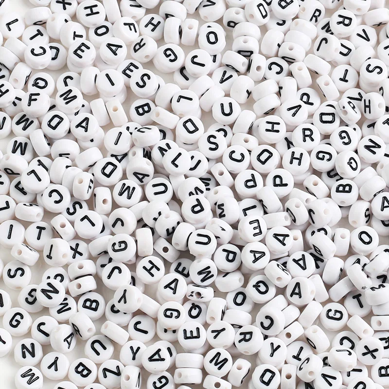 

Wholesale 3000Pcs 7mm White Black Random Mix Letter Acrylic Round Spacer Beads For Jewelry Handmade Diy Bracelet Necklace