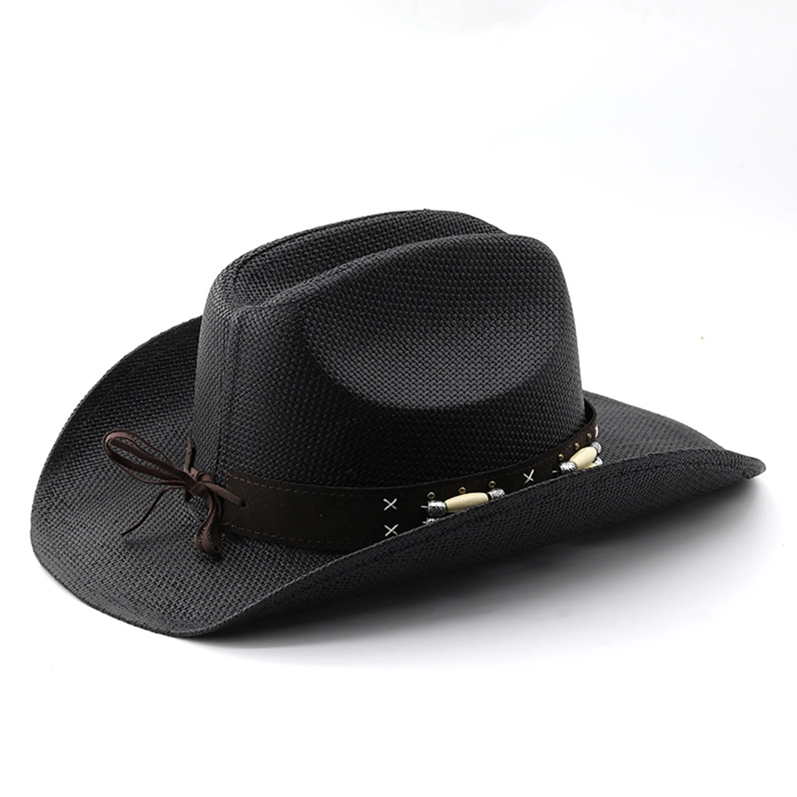 

Western Western Cowboy Hat Classic Straw Cowgirl Hats For Men Women Vintage Style Straw Woven Sun Hats With Bead Buckle