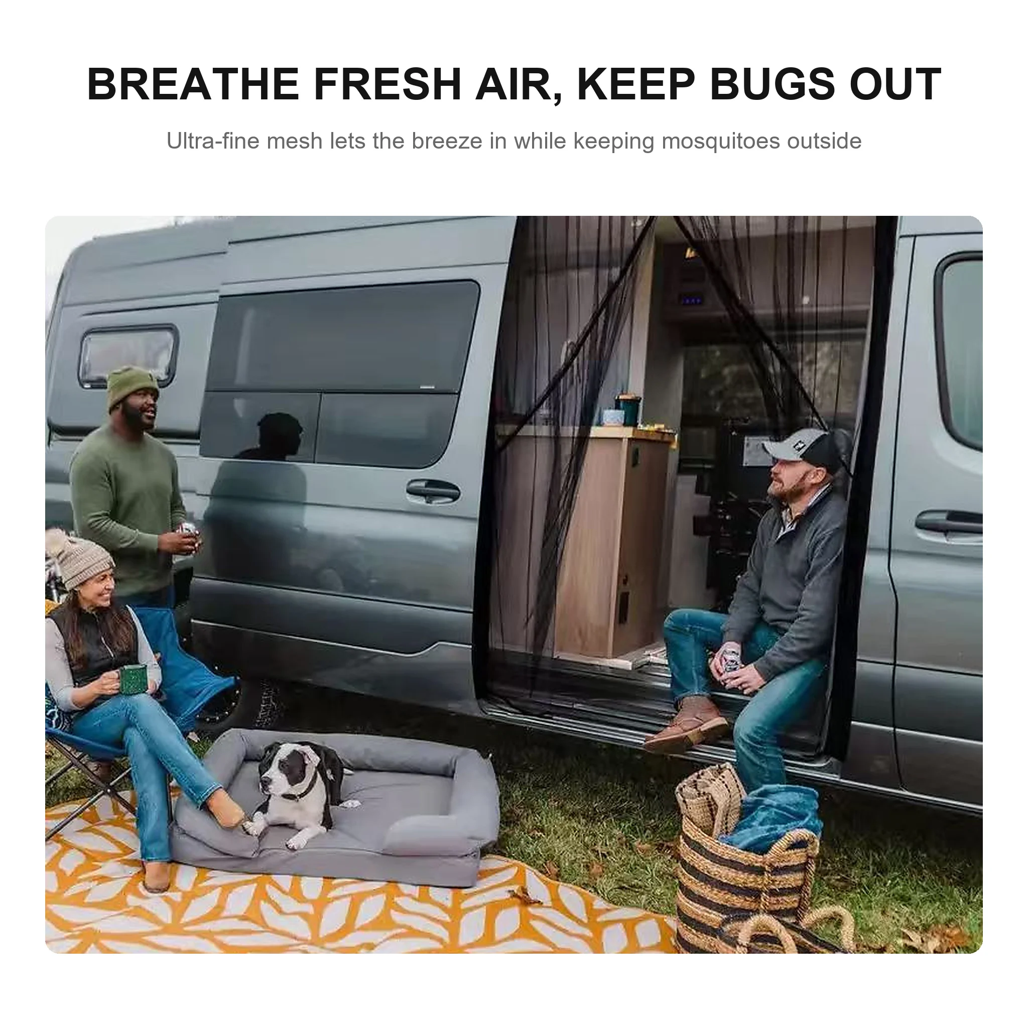 Car Window Sun Shade Magnetic Mesh Curtain Mosquito Net Screen Full Cover Side Van Sliding Door Blind for MPV RV Baby Sunshade
