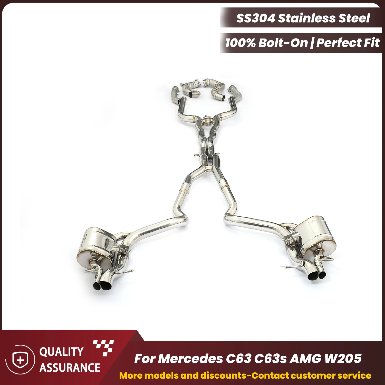 

SUS304 Catback Exhaust ECCF With Downpipe for Mercedes C63 C63s AMG W205 Supercar Tone Plug & Play OEM Warranty Friendly