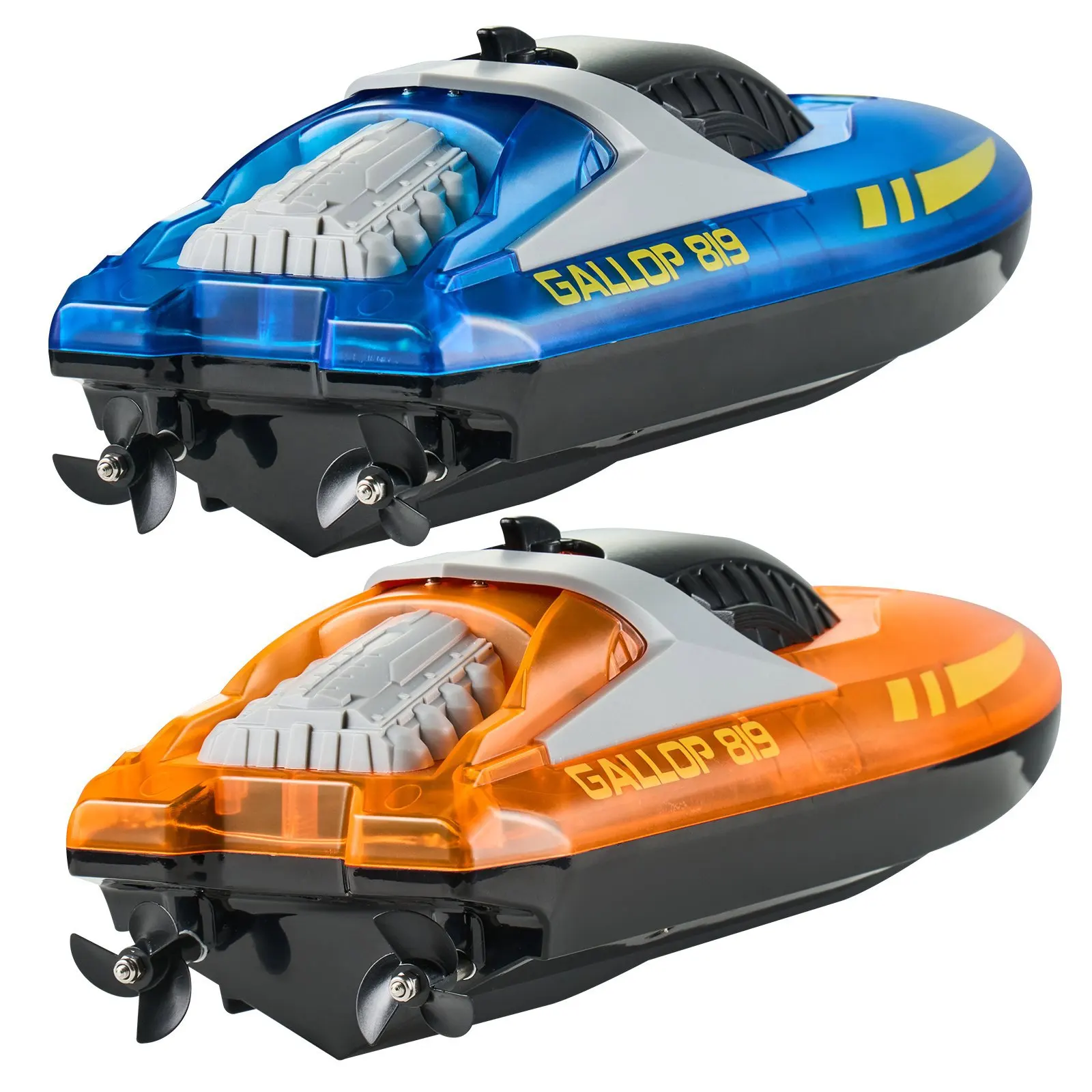 

RC Boat, 2 Pack 2.4GHz 12 km/h, Remote Control Boat for Pools & Lakes, Racing Boat with LED Light, 4 Rechargeable Batteries,