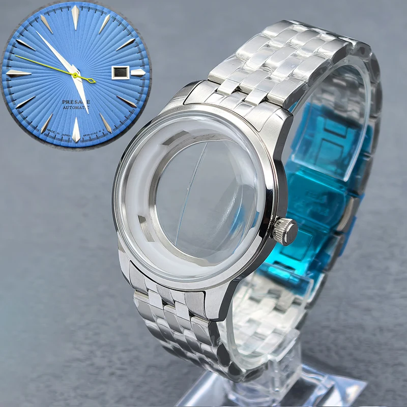 

Корпус для часов 40 мм с циферблатом и стрелками 35 мм, совместимый с механизмами NH35, NH36, NH38, 4R, с арочным стеклом и прозрачной задней крышкой, корпус NH35