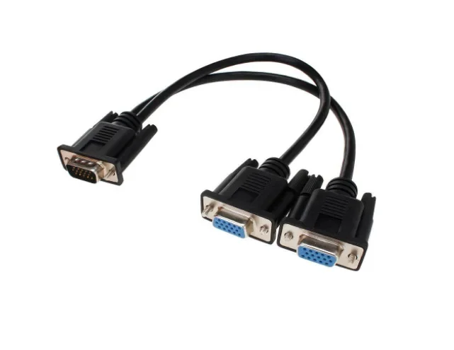 VGA Splitter Cable 1 Computer to Dual 2 Monitor Adapter Y Splitter Male to Female VGA Wire Cord for PC Laptop Hardware Adapters