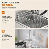 Commercial Deep Fryer, 3400W Electric Countertop Fryer with 2 Baskets & Lids, 22.8QT Dual Tank Stainless Steel Deep Fryer for Restaurant, Food Truck, Party 6