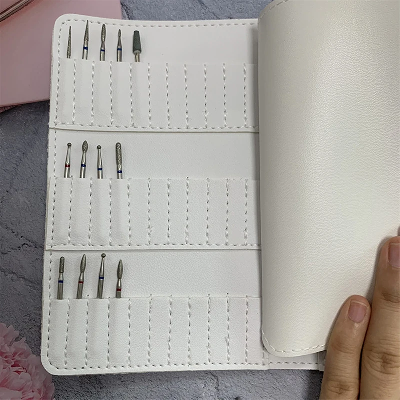 37 Holes Folding Nail Drill Bits Bag Portable Holder DIY Nails Art Tool Storage Soft Bags Portable Manicure Accessories Holder