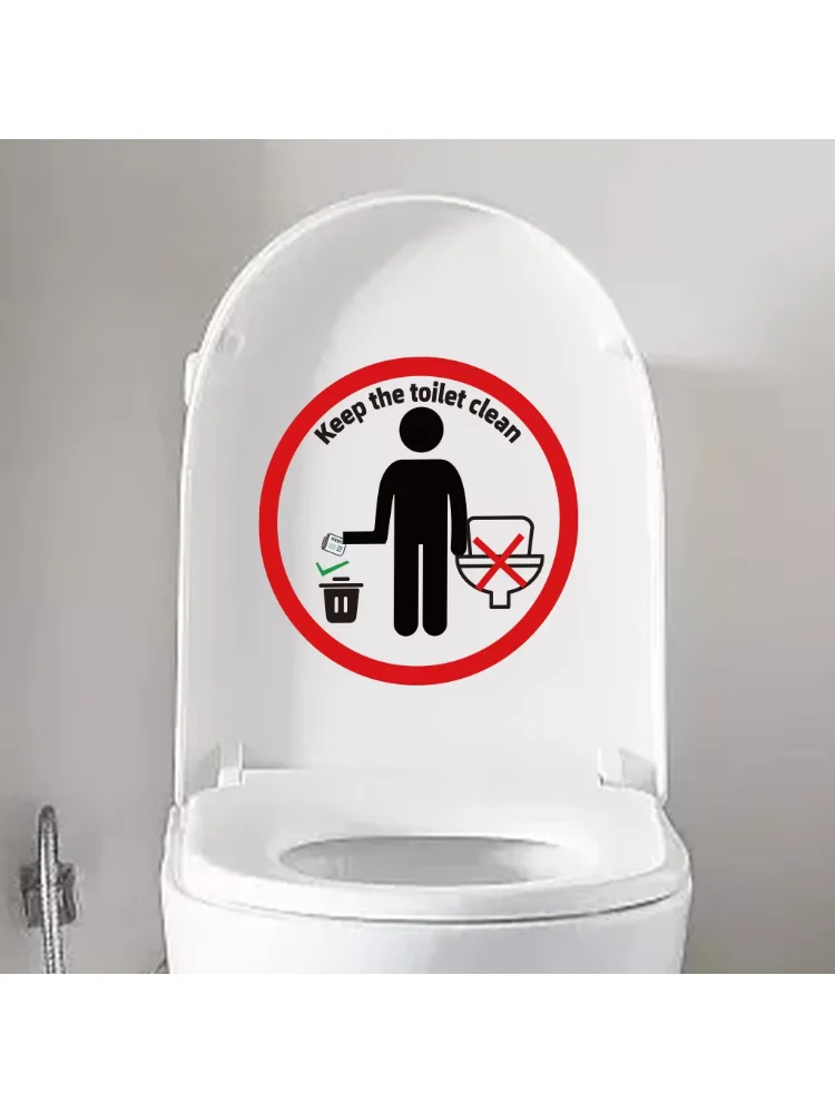 Creative Bathroom Toilet Warning Sign Toilet Sticker Prohibiting Toilet Paper Prohibited from Throwing Garbage In The Toilet