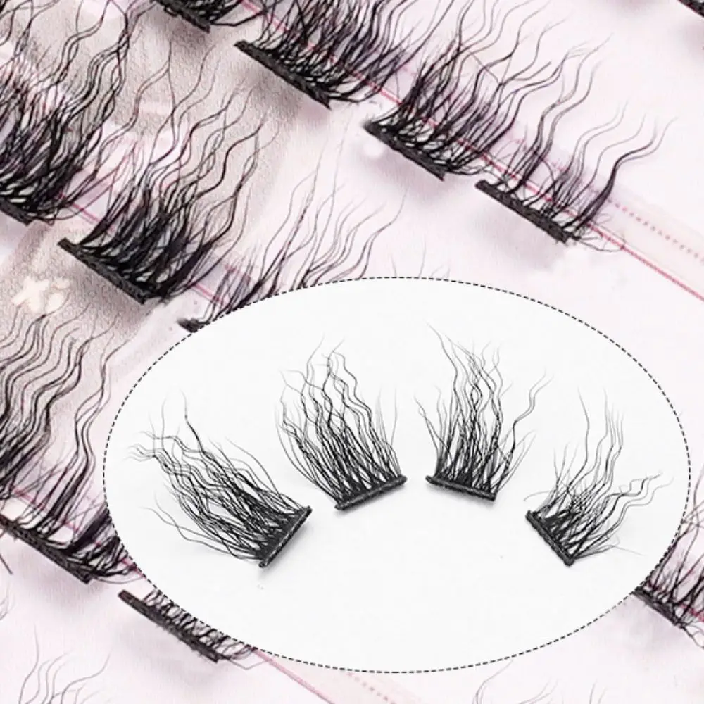 48/60 Pcs Messy Black Wool Curly Shape Cluster False Eyelashes Natural Dense Bubble Shaped Curly Cluster False Eyelashes