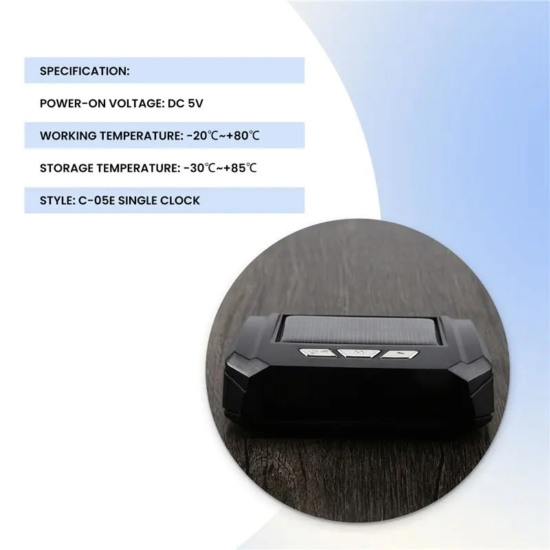 Professional Car Solar Digital Clock With LCD Time Date In-Car Temperature Display For Outdoor Personal Car Part Decoration