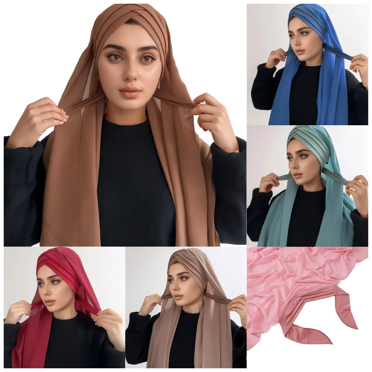

New Arrival Crinkle Rayon Hijab Women Muslim Scarf Shawls Solid Headscarf Wraps Big Size Plain Islamic Turban Headbands Foulard