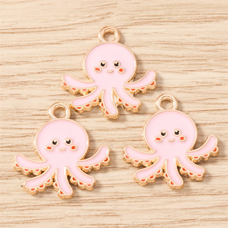10 Stück Mix süße Meereslebewesen Charms Emaille Oktopus Hummer Krabbe Charms Anhänger für Schmuckherstellung Halsketten Ohrringe DIY Geschenke – Detail 8