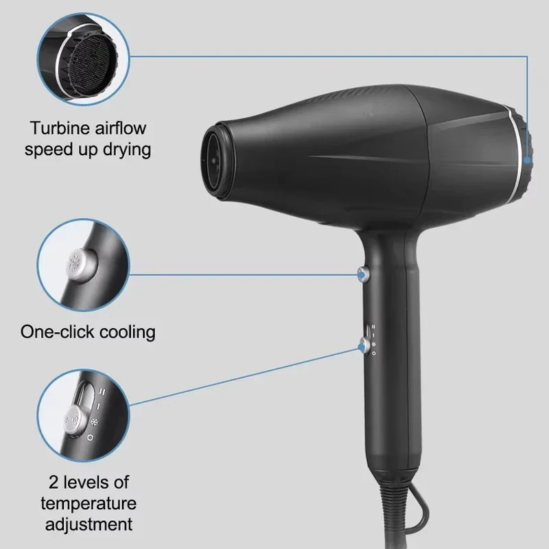 2200W high-power hairdressing hair dryer professional salon home hot and cold wind switching fast drying negative ion hair care