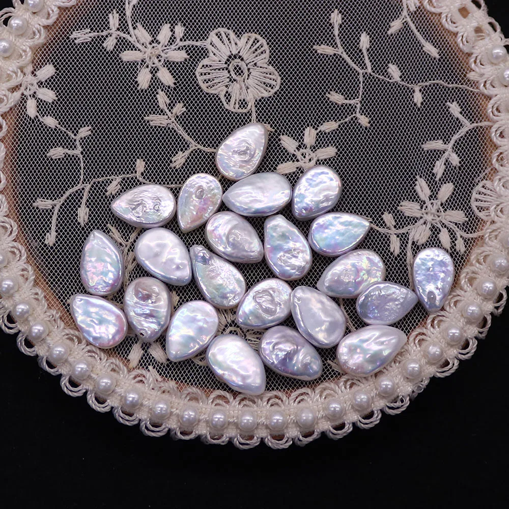 

9x13mm White Teardrop-Shaped Natural Baroque Freshwater Pearl Hole-Free Beads 5pcs For Jewelry Making DIY Jewelry Accessories