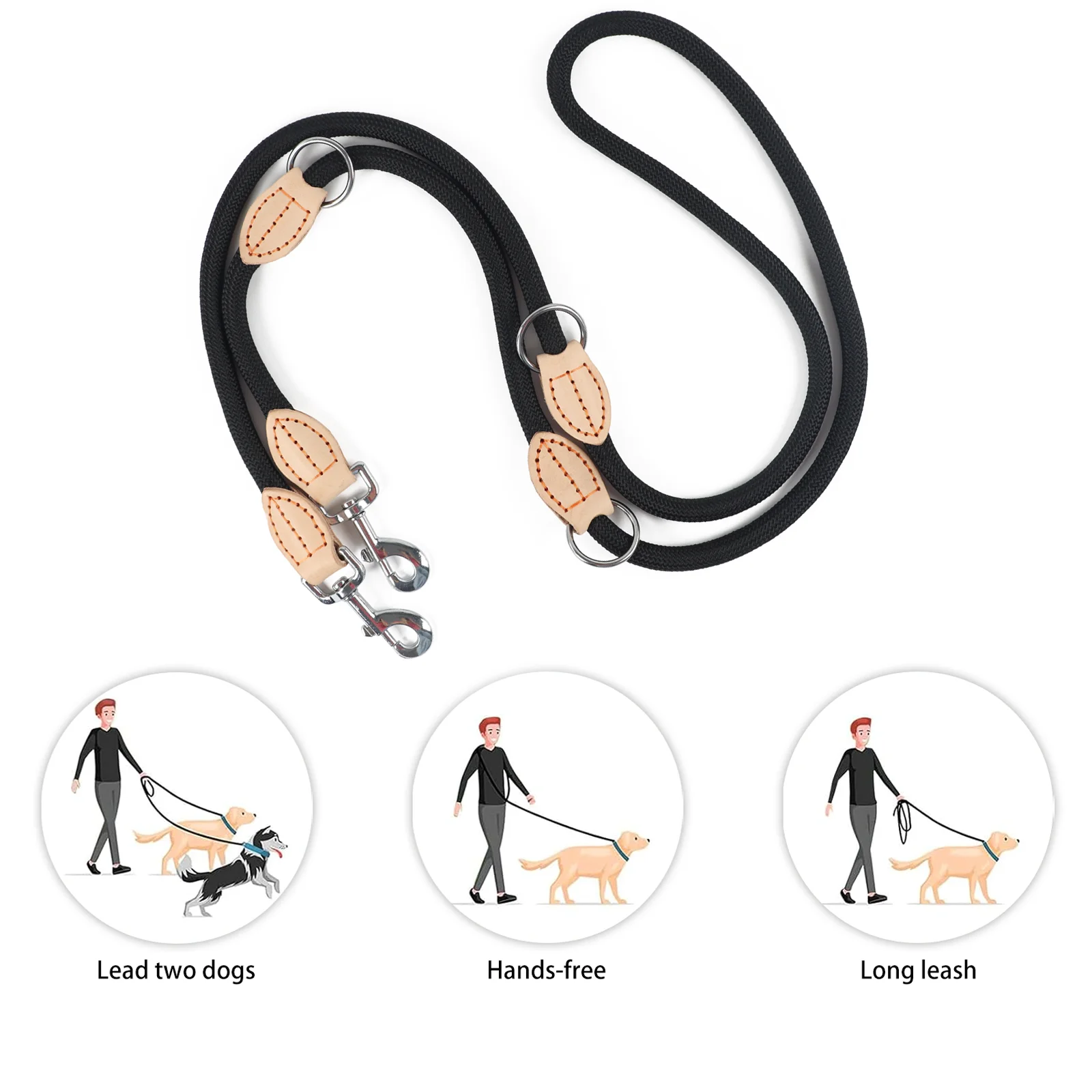 

Multipurpose Dog Double Leash Medium Adjustable and Nylon Luxury Hands Free Small Dog Leash leashes For 2 Dogs