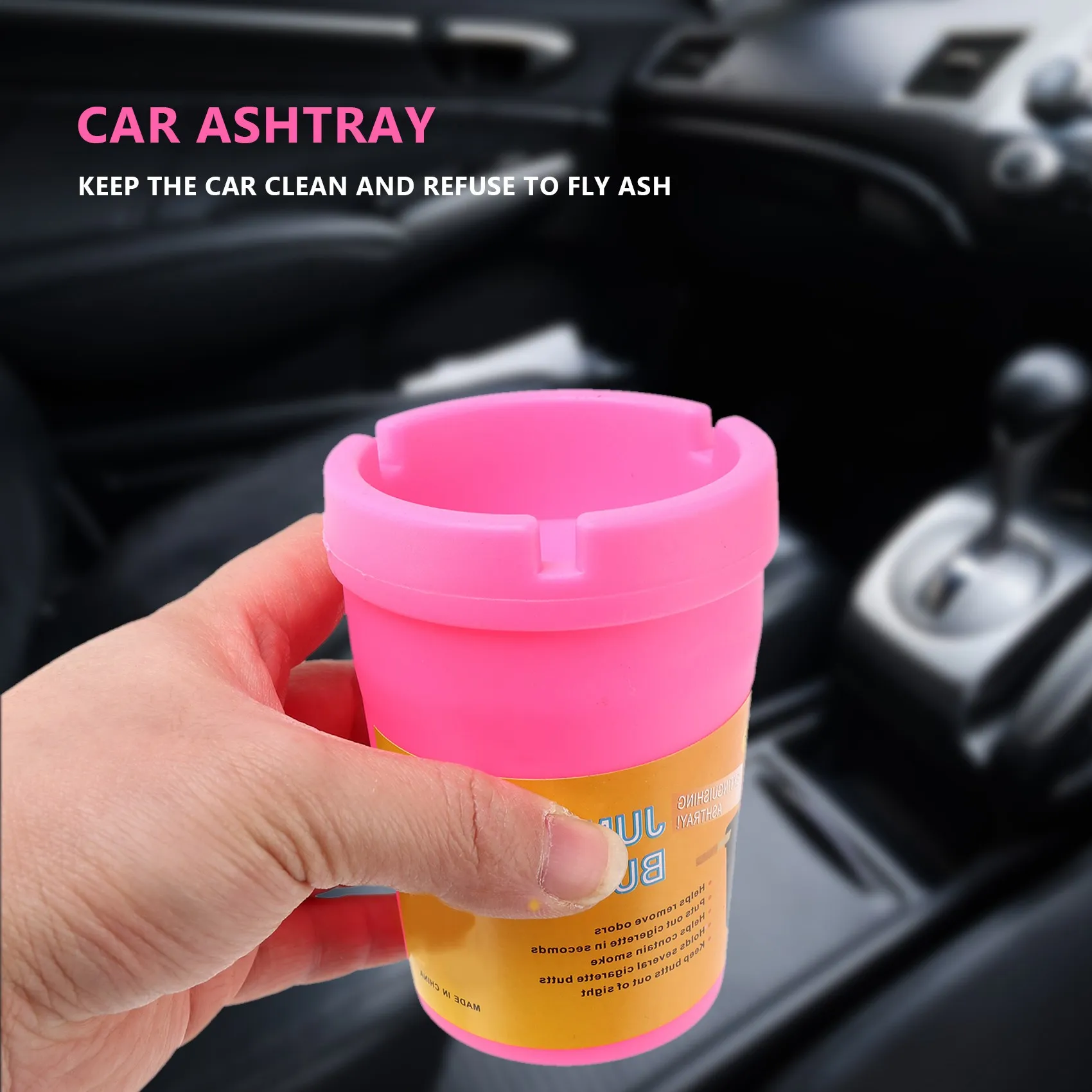 Mini Cenicero portátil, taza de cigarrillo, cubo trasero para coche, soporte para cenizas de humo, Color caramelo