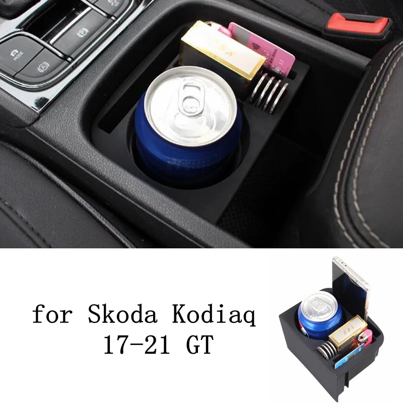 Car central storage box cup holder for Skoda Kodiaq GT 2016 2017 2018 2019 2020 Auto Accessories