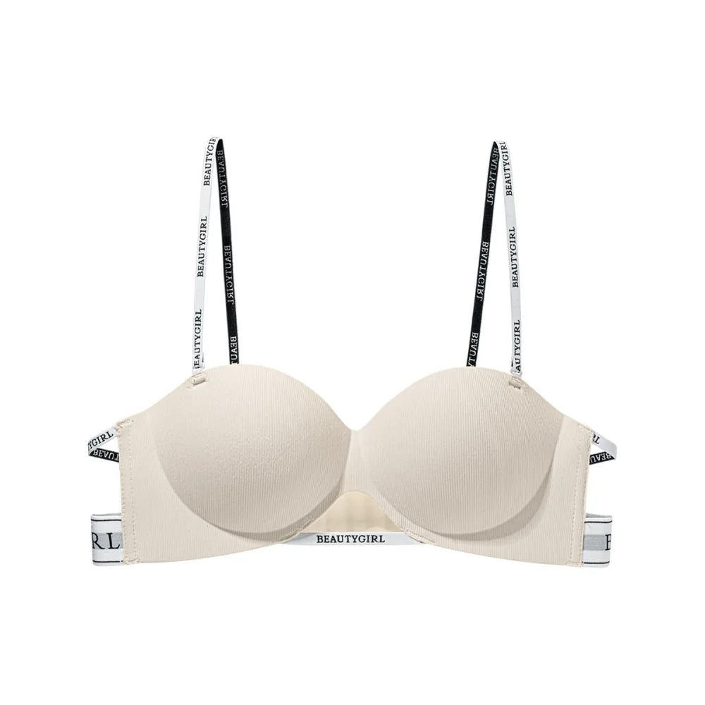 

Shockproof Letter Deep V Bra Gathered Breasts Lingerie Underwear for Women Adjustable Anti-sagging Wireless Push Up Bra Sport