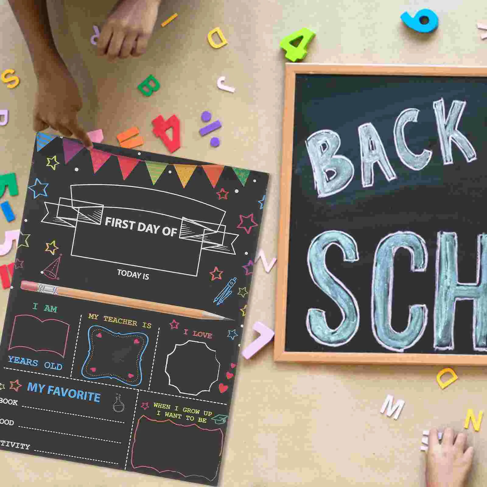 Double Sided Blackboard First Day of Preschool Sign Chalk Decor White Easel Wooden Plastic Baby Outdoor