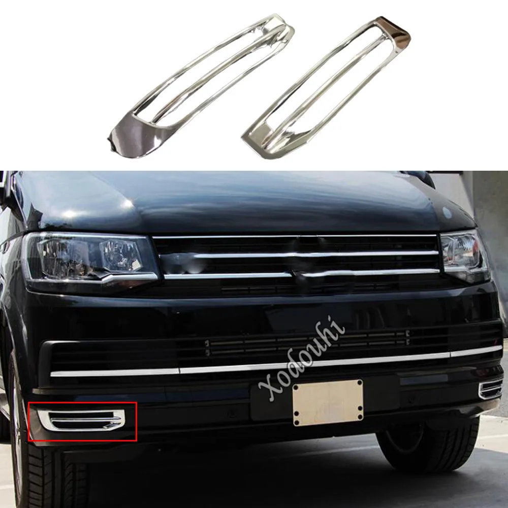 

ABS Chrome Head Front Fog Light Lamp Frame Cover Trim Panel Eyebrow For VW Transporter (T6) Caravelle 2016 2017 2018 2019 2020