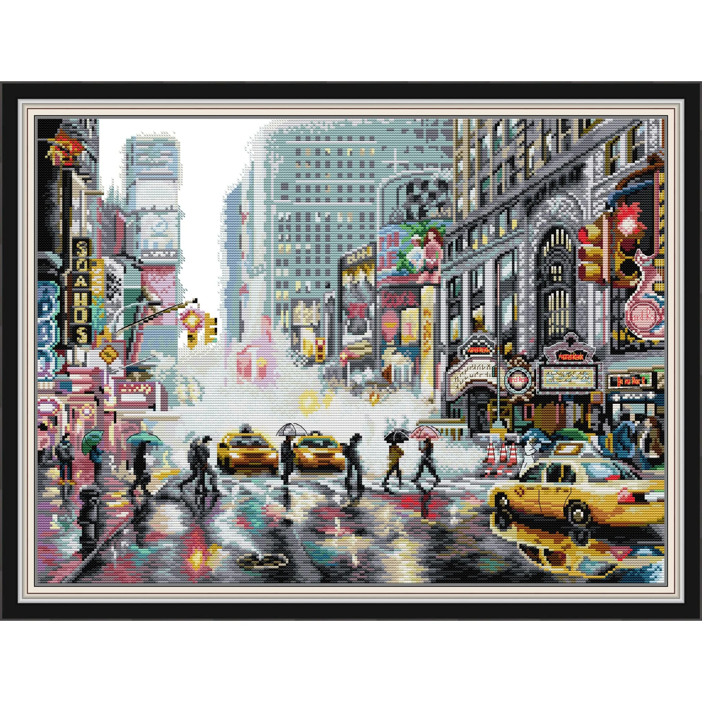 

Soulgift News Набор для вышивки крестом с предварительной печатью, штампованная ткань Аида с нитками DMC, набор для вышивания - Нью-Йорк