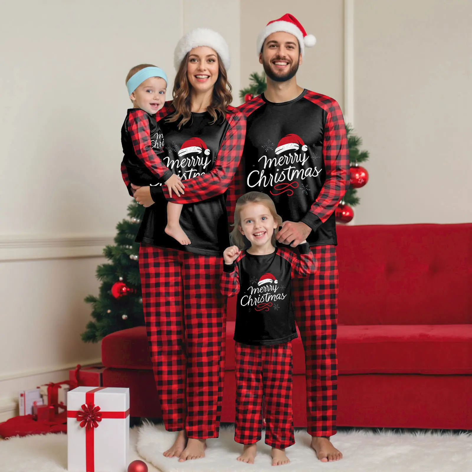 

Christmas Pyjamas Family Set Fashion Partner Women Men Children Xmas House Matching Pants Sets Holiday Hot Selling Clothes