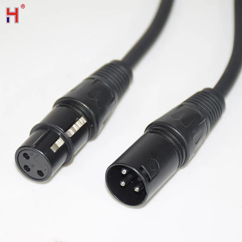 HongYi Cable DMX de 1m/2m/3m/5m/10m, conexión de señal de 3 pines, accesorios de luces de escenario para DJ, iluminación de punto de cabeza móvil,